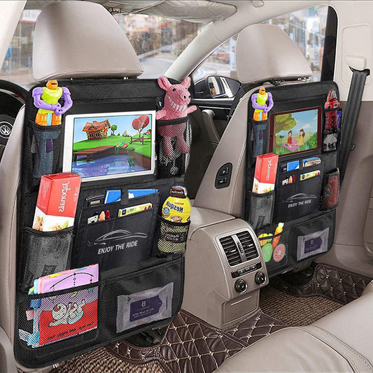 Car Seat Storage Bag, Back Seat Hanging Bag , Multi Functional Rear Seat Back Anti-Kick Pad Storage Bag