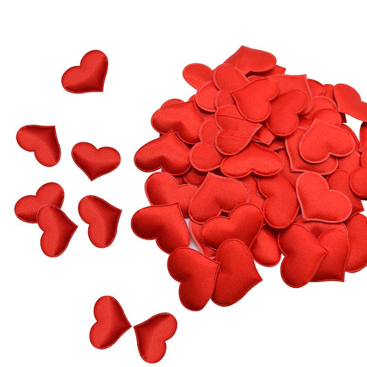 50Pcs 32mm Romantic Sponge Satin Fabric Heart Petals